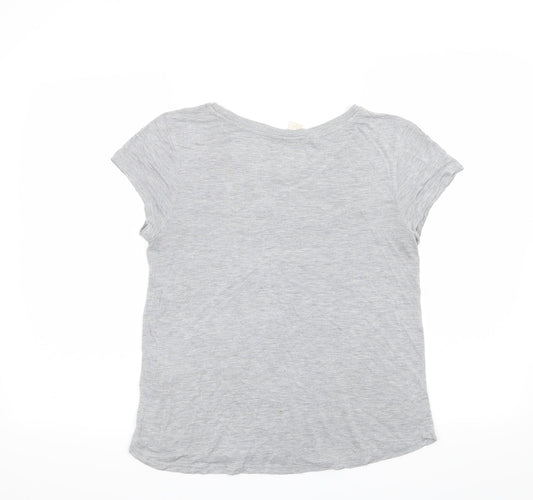 H&M Womens Grey Floral Basic T-Shirt Size M