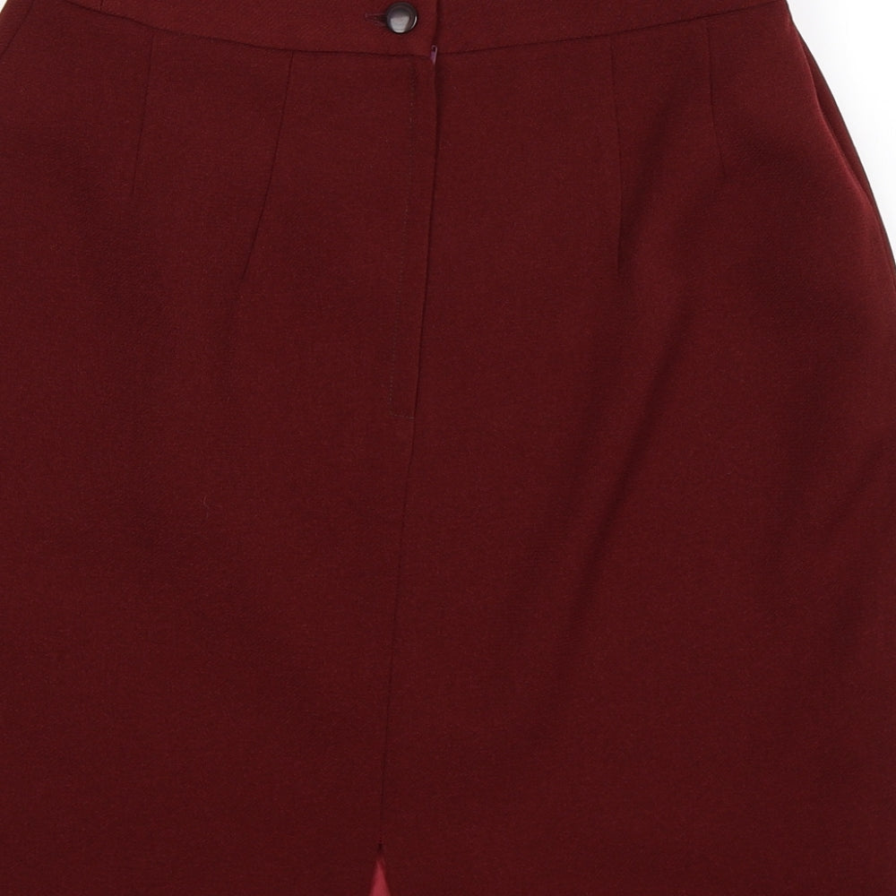 Brand and care label for Preworn women’s brown straight & pencil skirt, size UK 28, in