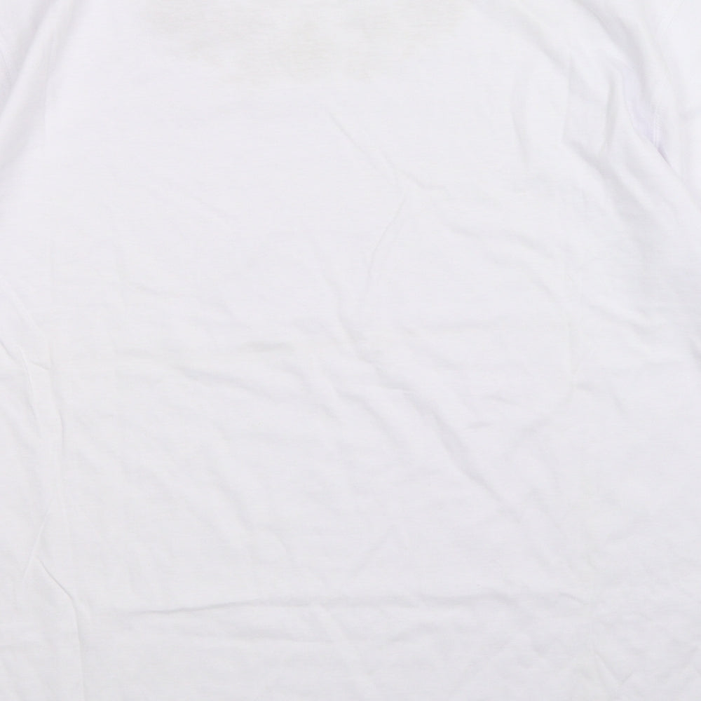 Mardi Gras Womens White Floral Basic T-Shirt Size M