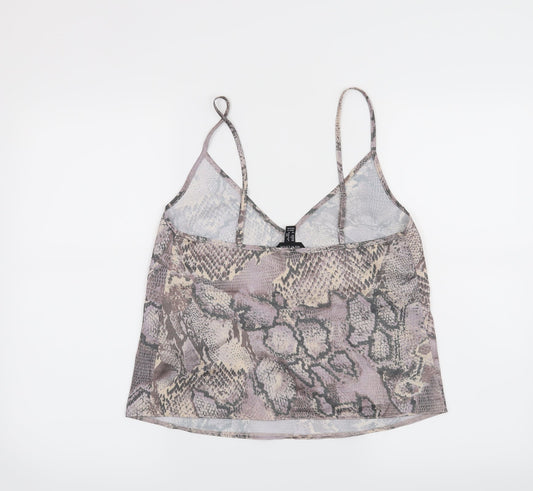 New Look Womens Purple Animal Print Cropped Tank Size 8