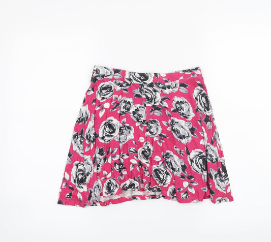 YD Girls Orange Floral Skater Skirt Size 10-11 Years
