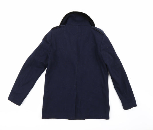 H&M Womens Blue Pea Coat Coat Size 8