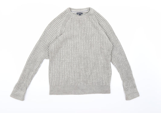 BOSTON CREW Mens Grey Knit Pullover Jumper Size S