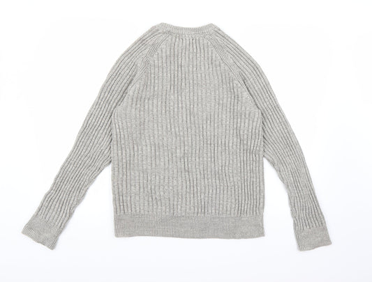 BOSTON CREW Mens Grey Knit Pullover Jumper Size S