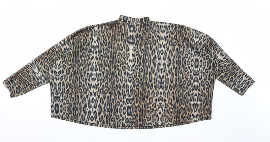 Zara Womens Brown Animal Print Basic Blouse Size M