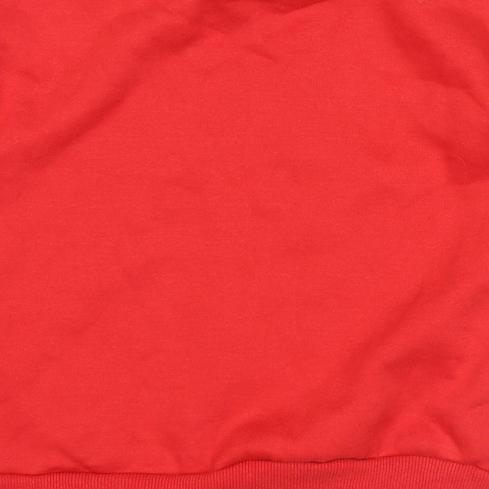 Brand and care label for Primark girls’ red pullover sweatshirt, size 9-10, years - mickey christmas