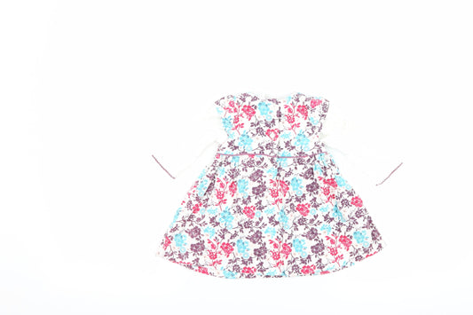 Boots Mini Club Girls White Floral A-Line Size 0-3 Months - babygrow included