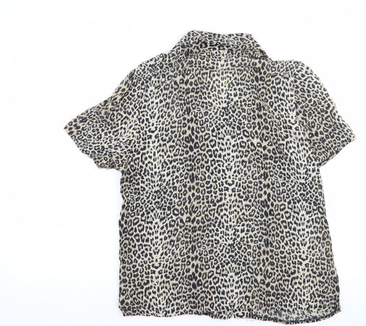 OPUS Womens Brown Animal Print Basic Button-Up Size 10