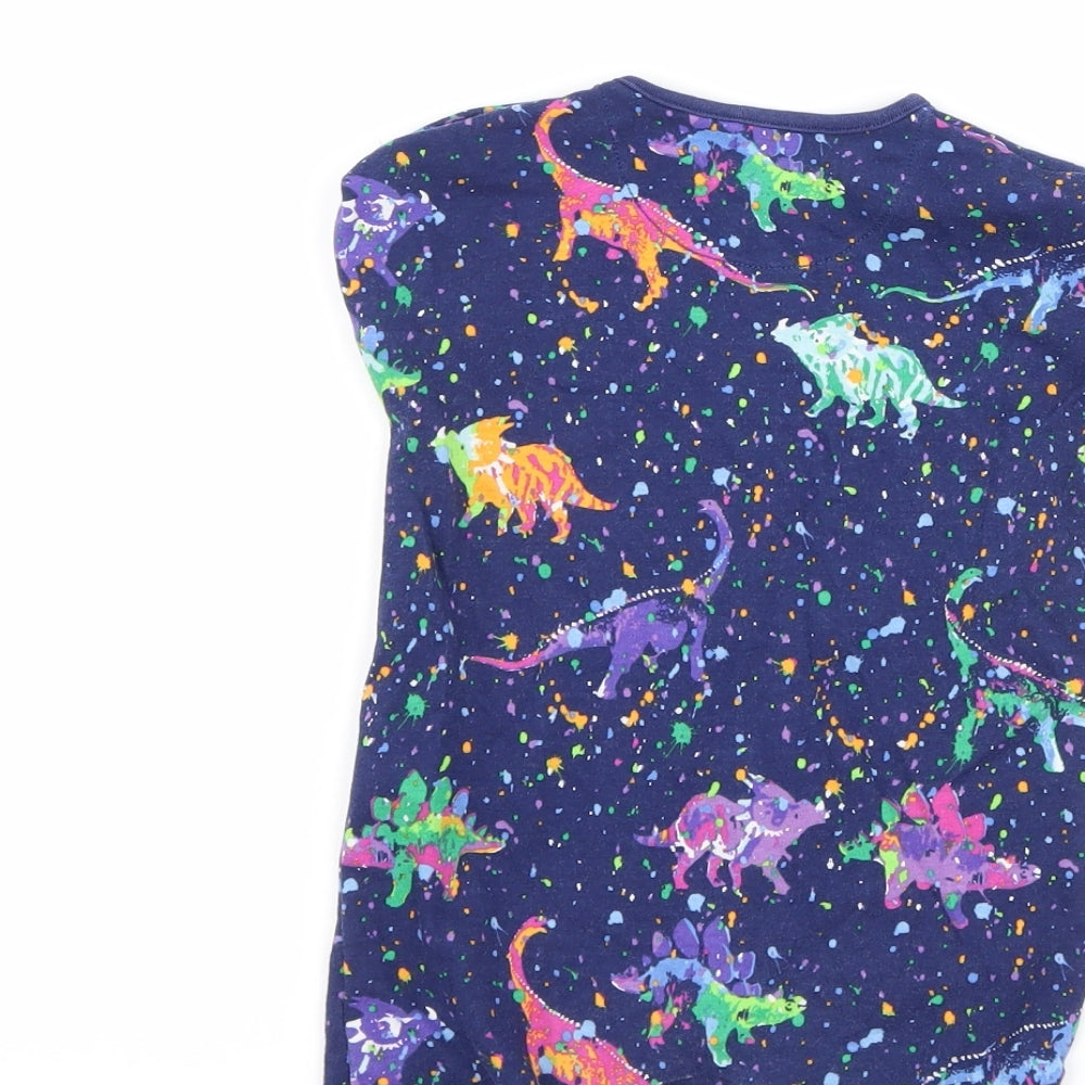 Brand and care label for Next boys’ blue romper one-piece - dinosaur