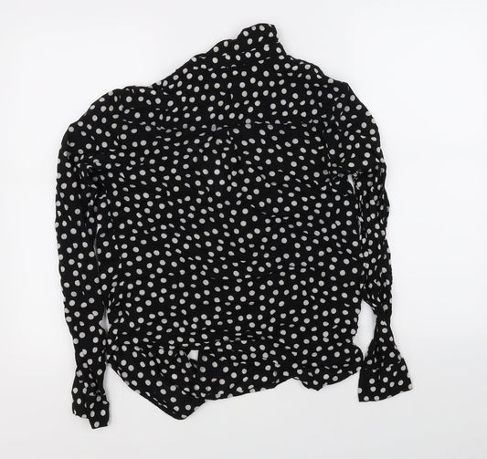 NEXT Womens Black Polka Dot Basic Button-Up Size 8