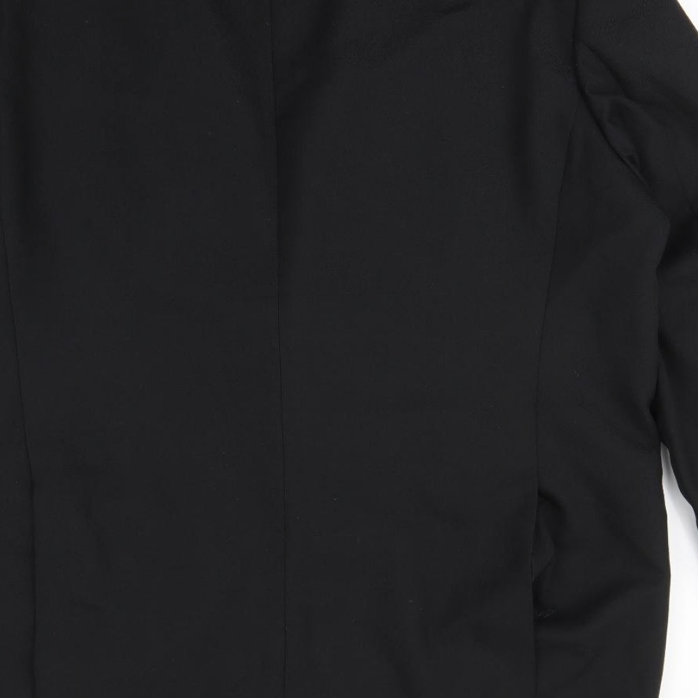 Brand and care label for Preworn men’s black jacket blazer, size L