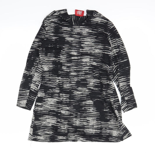 Miss Sassy Womens Black Animal Print Cardigan Jumper Size M
