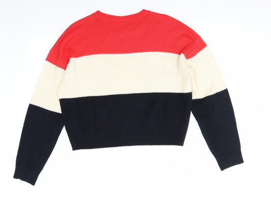H&M Womens Multicoloured Striped Pullover Jumper Size M