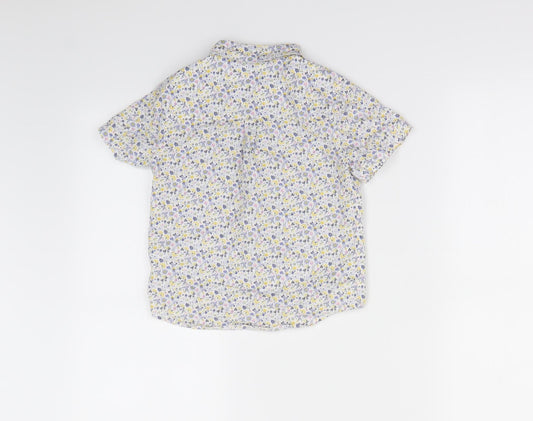 Preworn Boys White Floral Basic Button-Up Size 3-4 Years