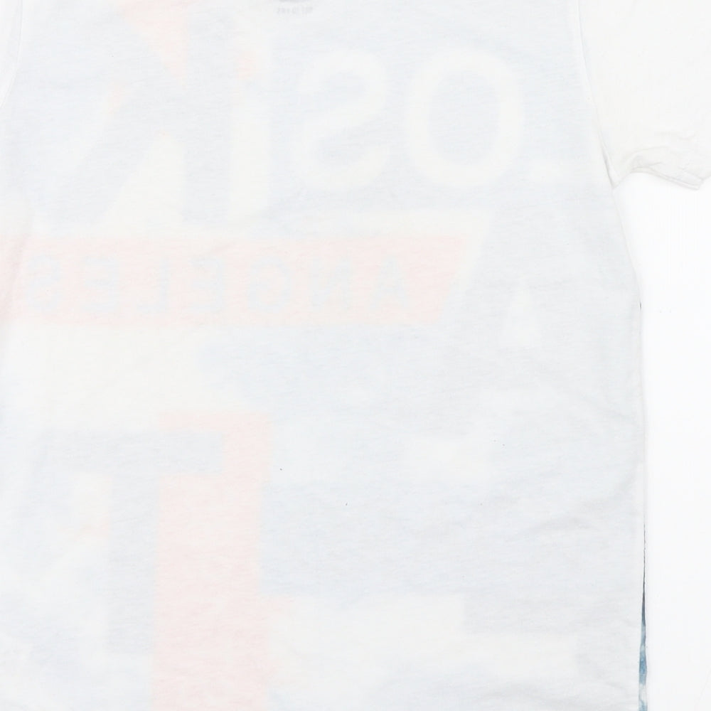 Brand and care label for Matalan boys’ blue geometric basic t-shirt, size 10, years
