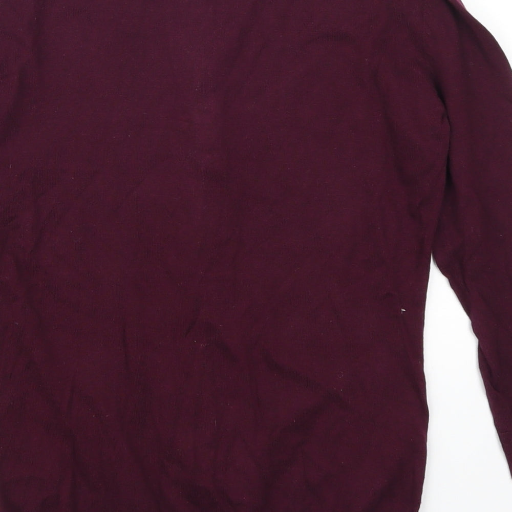 Brand and care label for H&M women’s purple cardigan jumper, size XS, - plum