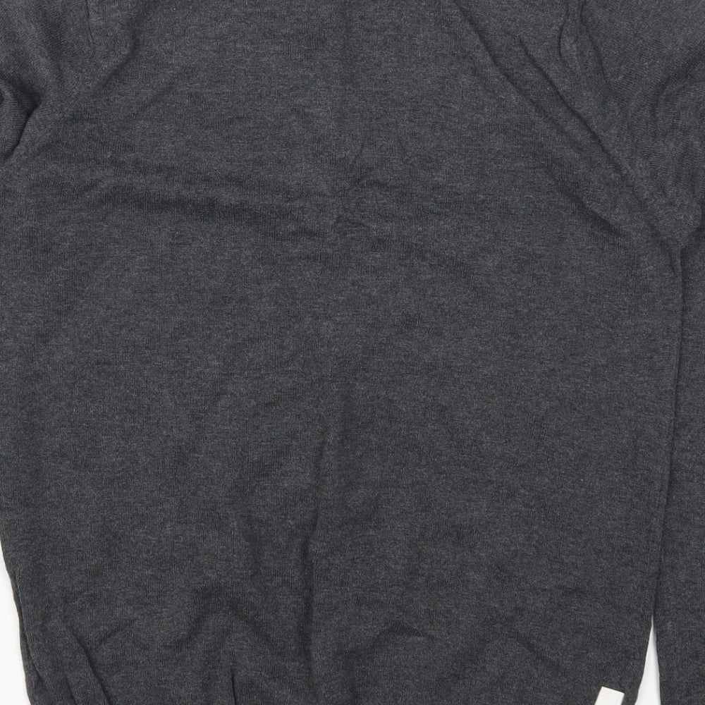 Brand and care label for Fabric of Life men’s grey jumper, size M