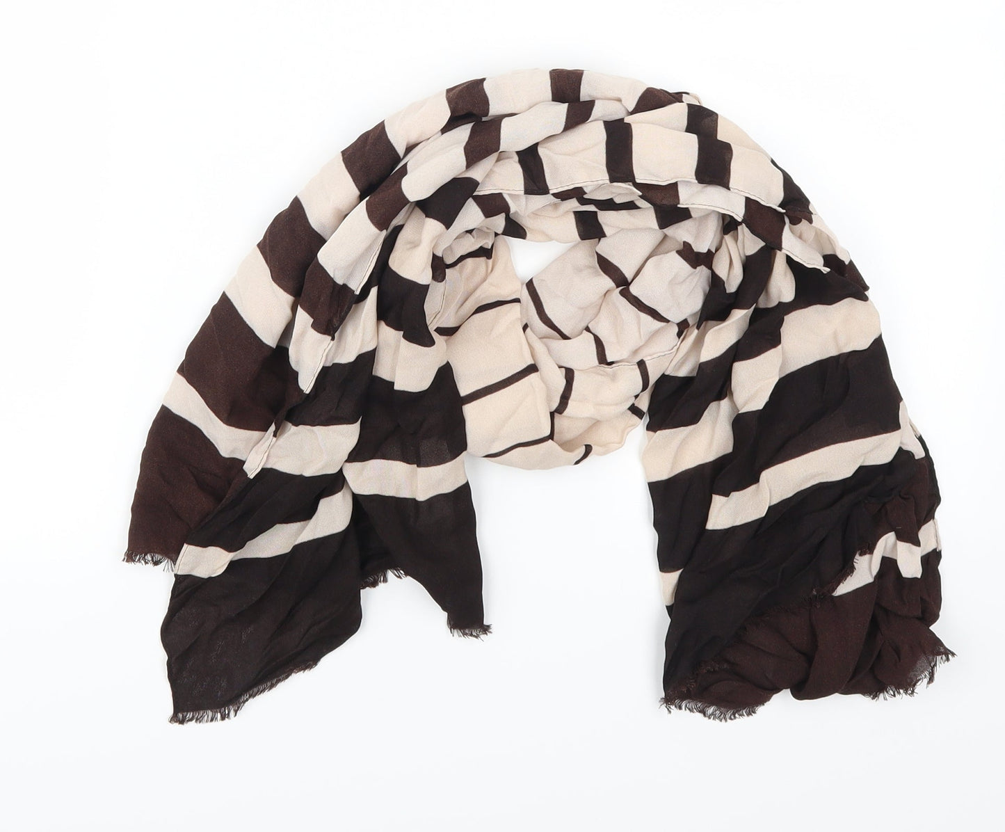 Preworn Womens Brown Striped Scarf