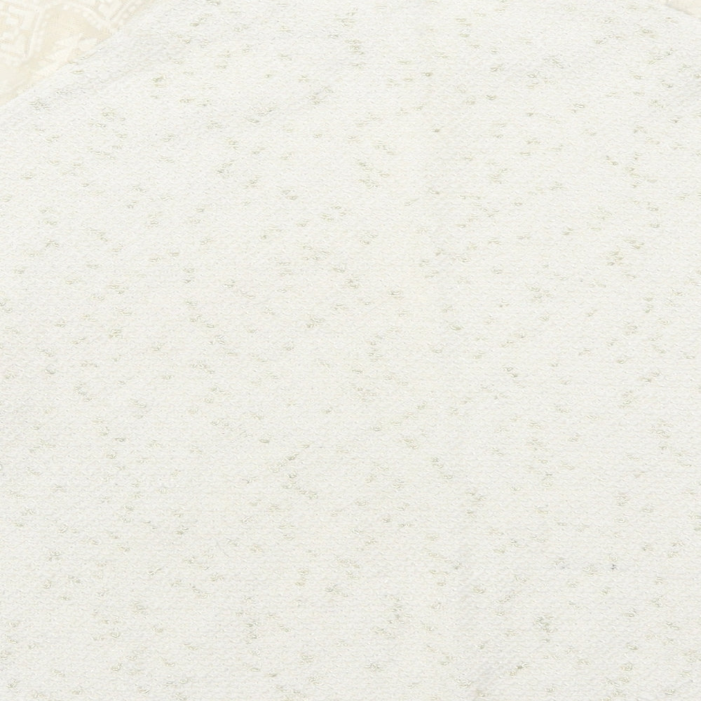 Brand and care label for Next women’s ivory geometric jumper, size UK 16
