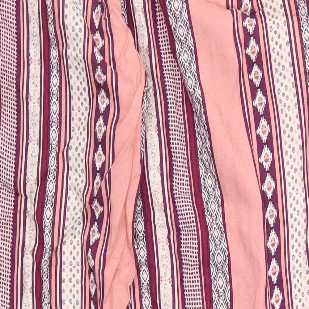Atmosphere Womens Pink Geometric Trousers Size 10 L26 in