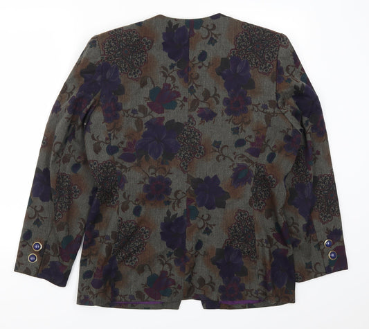 Kasper Womens Purple Floral Rayon Jacket Size 12