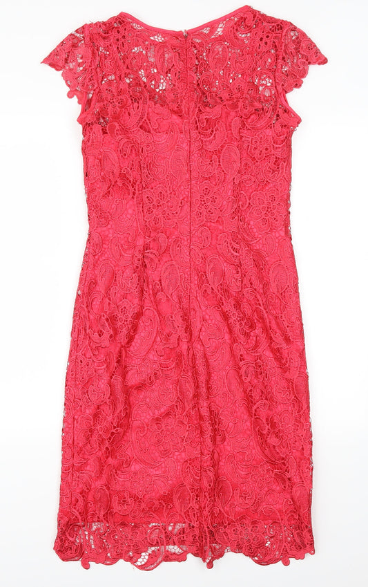 Sttenay Womens Red Lace Pencil Dress Size 4