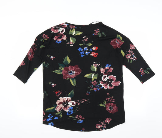 VERO MODA Womens Black Floral Pullover Jumper Size M
