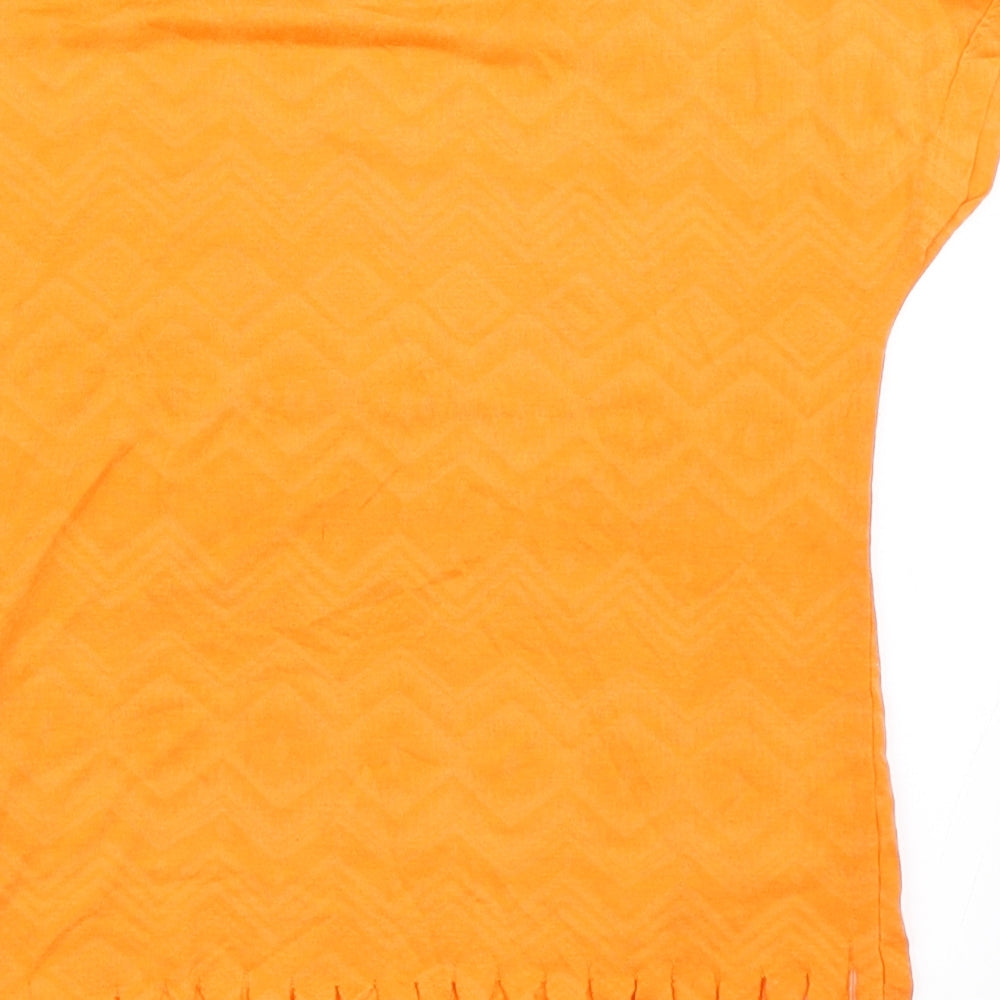 Brand and care label for Matalan girls’ orange basic t-shirt, size 4, years
