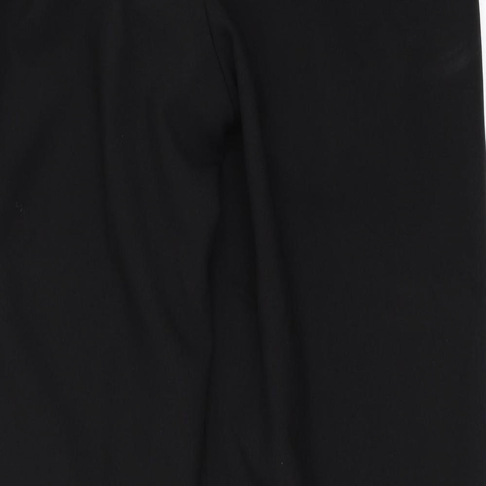 Brand and care label for Emporium women’s black trousers, size UK 34, in, 28-inch leg