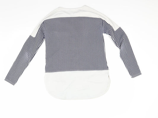 blue vanilla Womens Blue Striped Pullover Sweatshirt Size 8