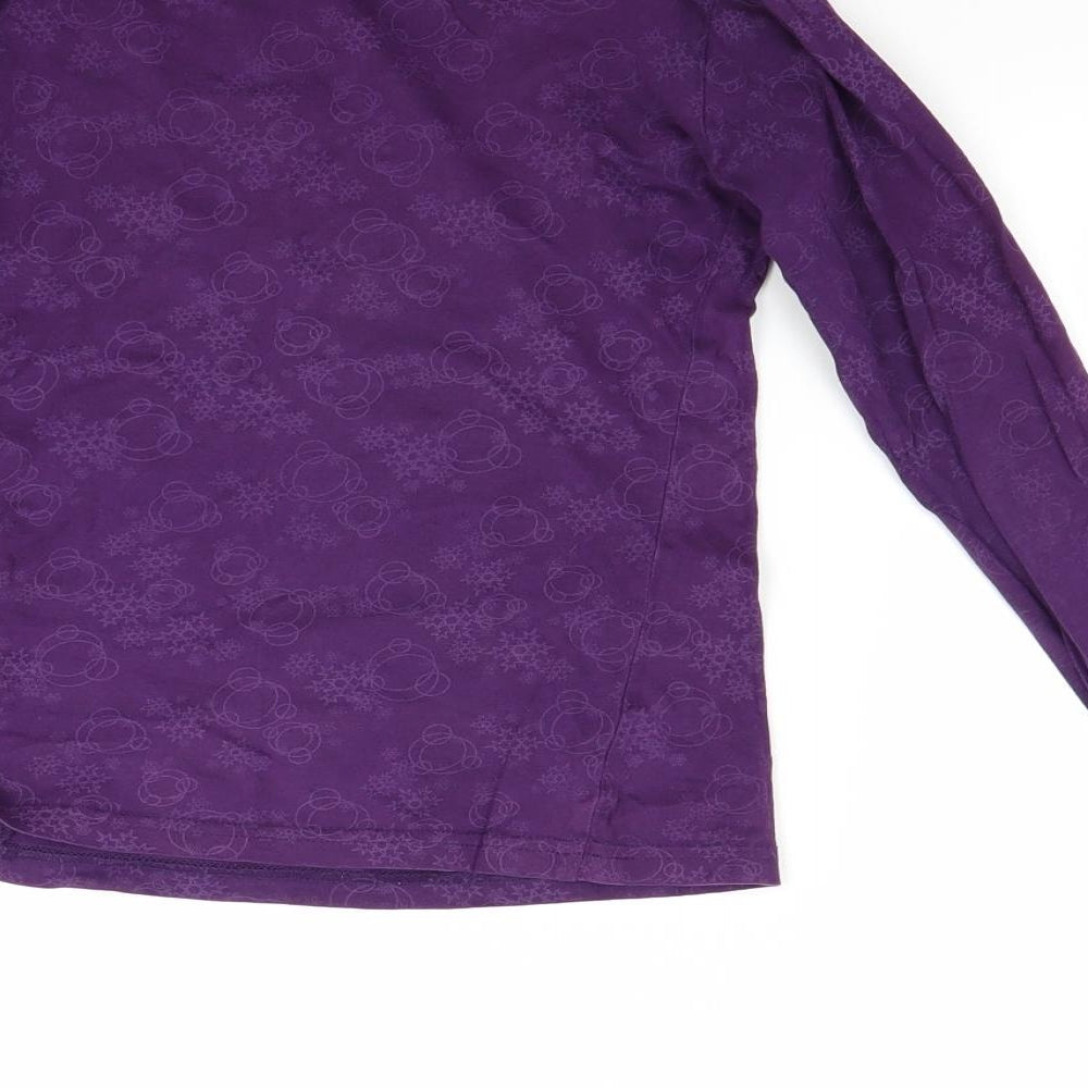 Brand and care label for Preworn girls’ purple pullover sweatshirt, size 10, years