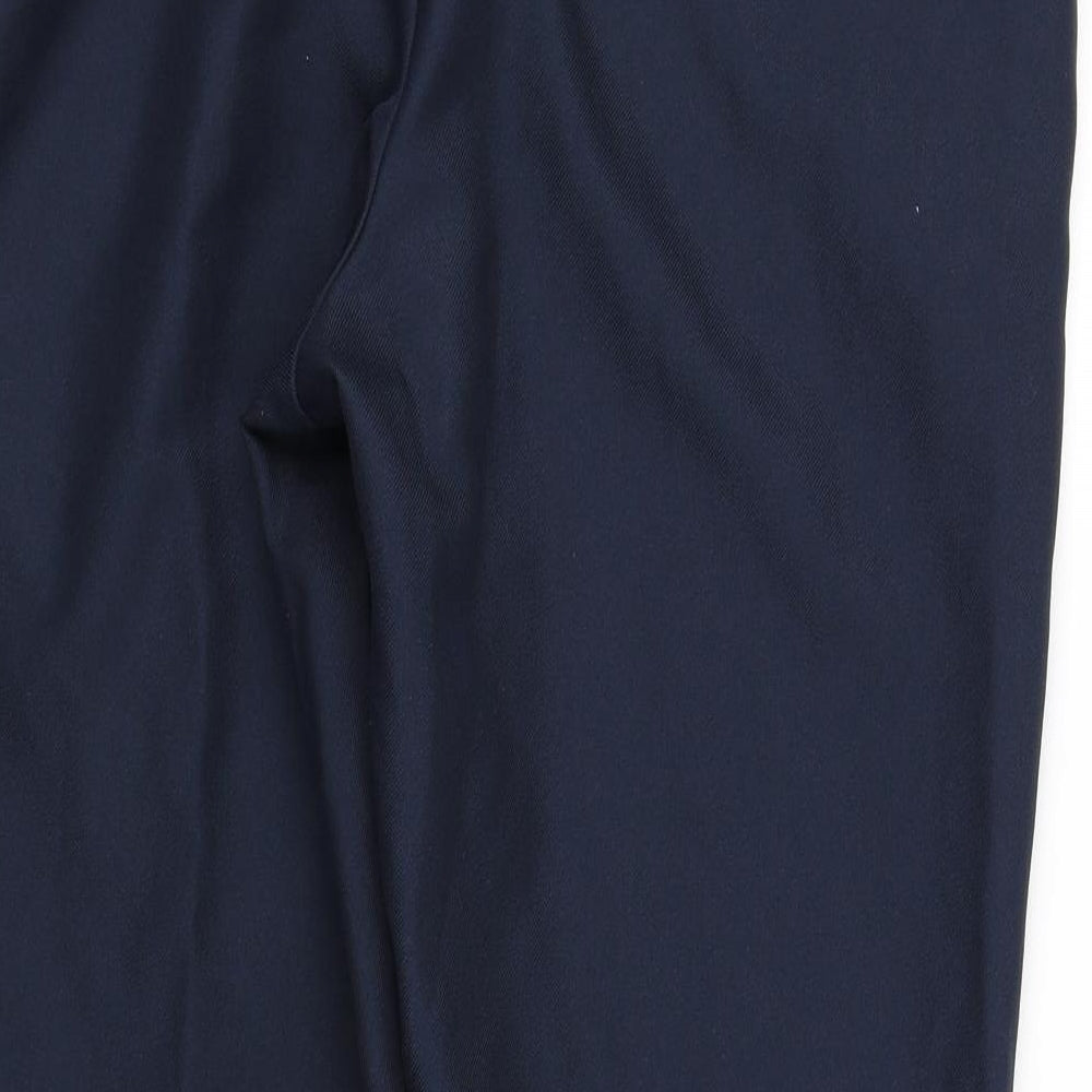 Brand and care label for pre worn women’s blue trousers, size L, 20-inch leg