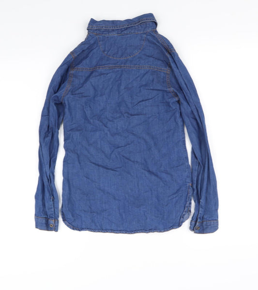miss e vie Womens Blue Basic Button-Up Size 10