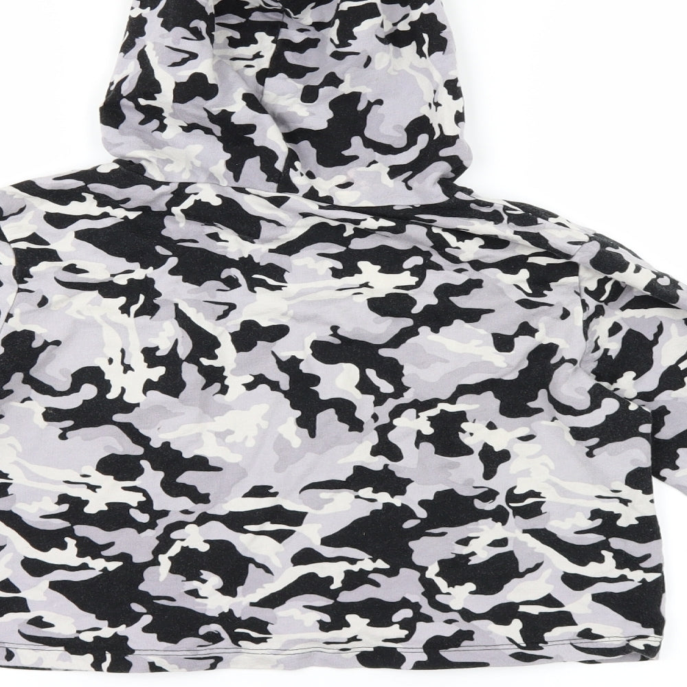 Brand and care label for Select women’s grey camouflage pullover hoodie, size UK 10, - cropped hoodie