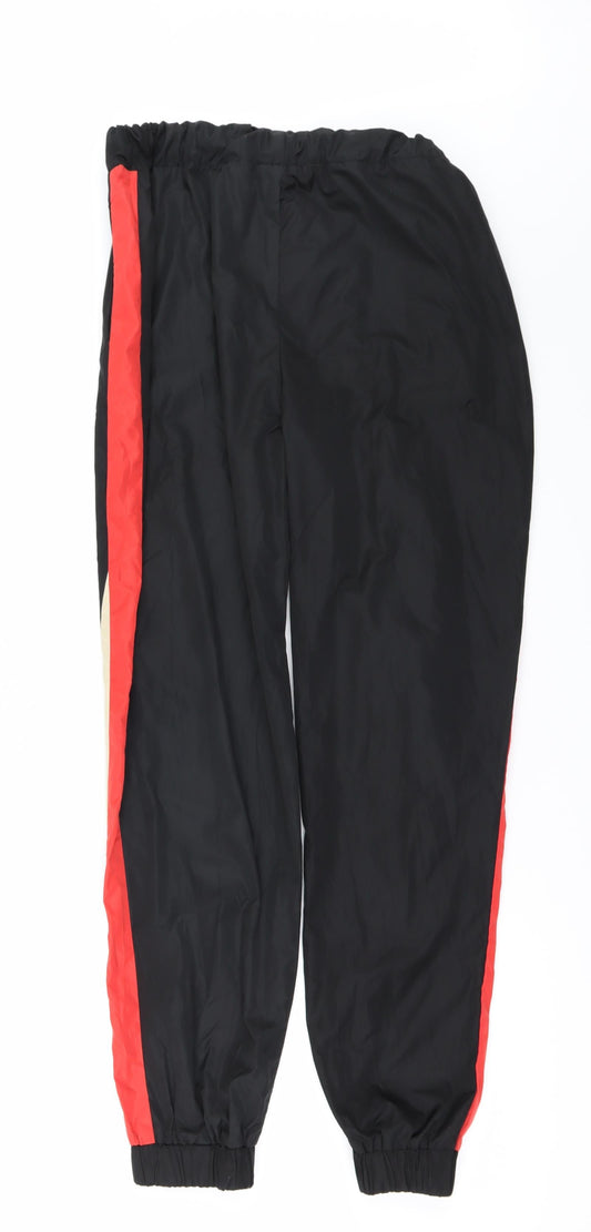 PRETTYLITTLETHING Womens Black Windbreaker Trousers Size 10 L29 in