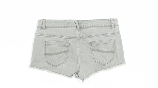 Denim & Co. Womens Green Denim Cut-Off Shorts Size 6
