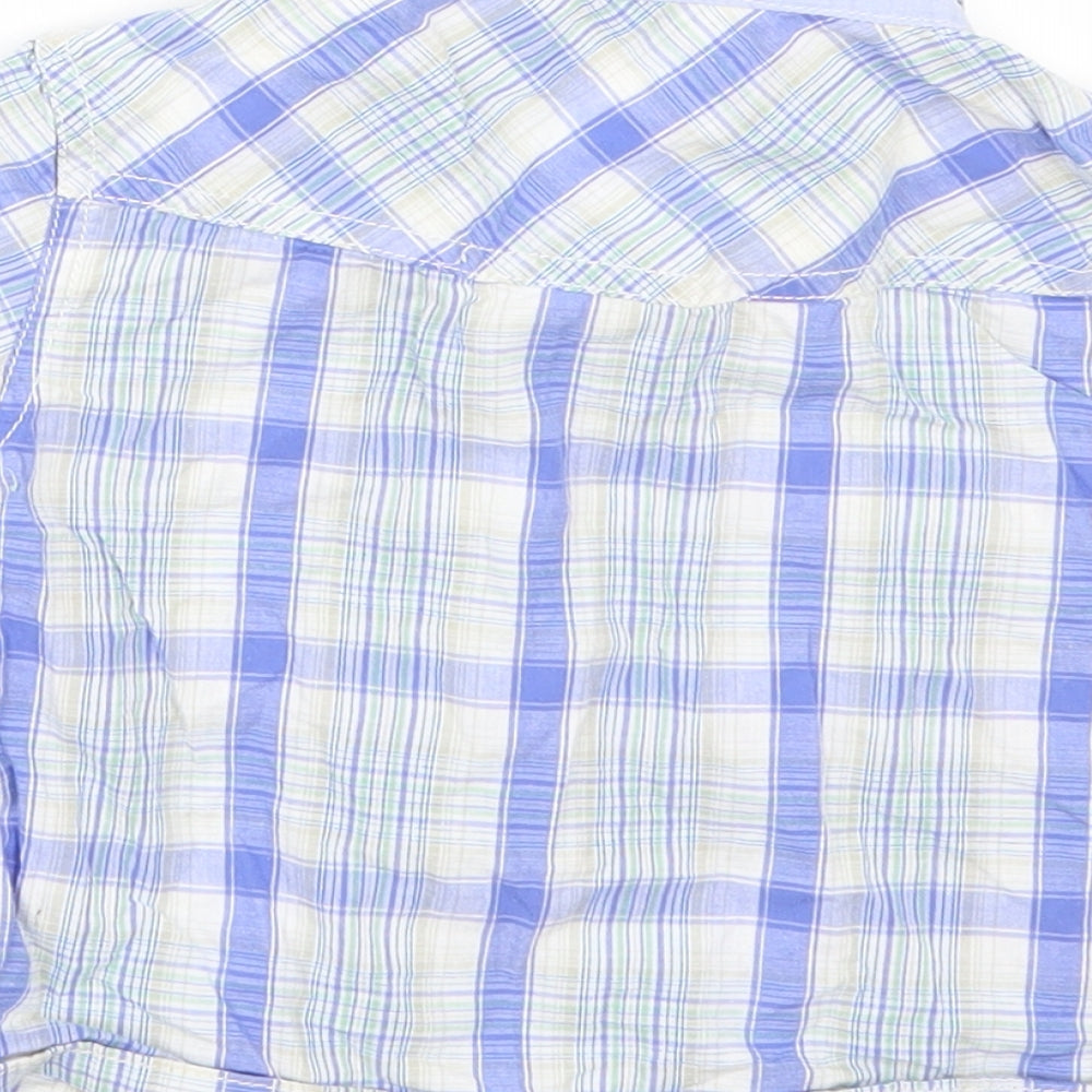 Cherokee Baby Blue Check Basic Button-Up Size 12-18 Months
