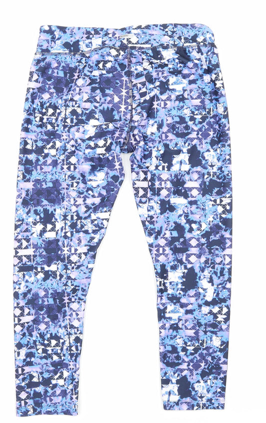 Athletic Clothing Womens Blue Patchwork Sweatpants Leggings Size 8