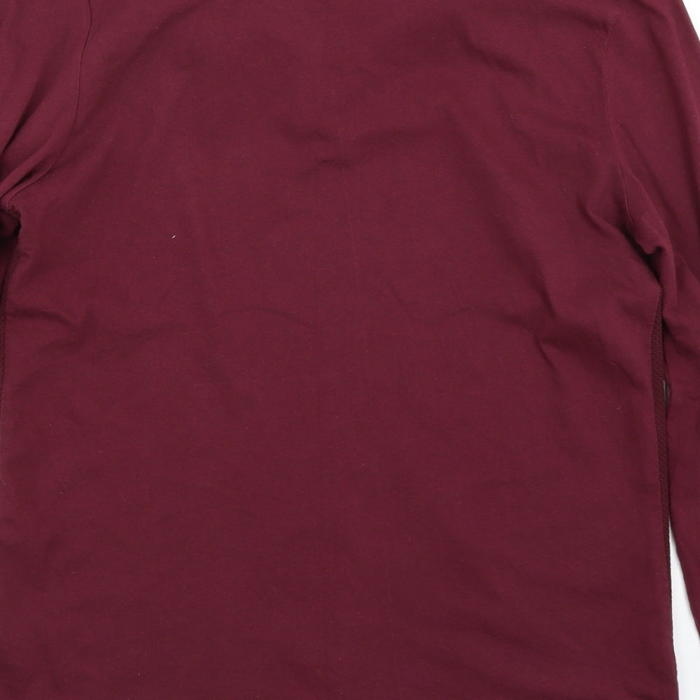 Brand and care label for River Island men’s purple t-shirt, size XS