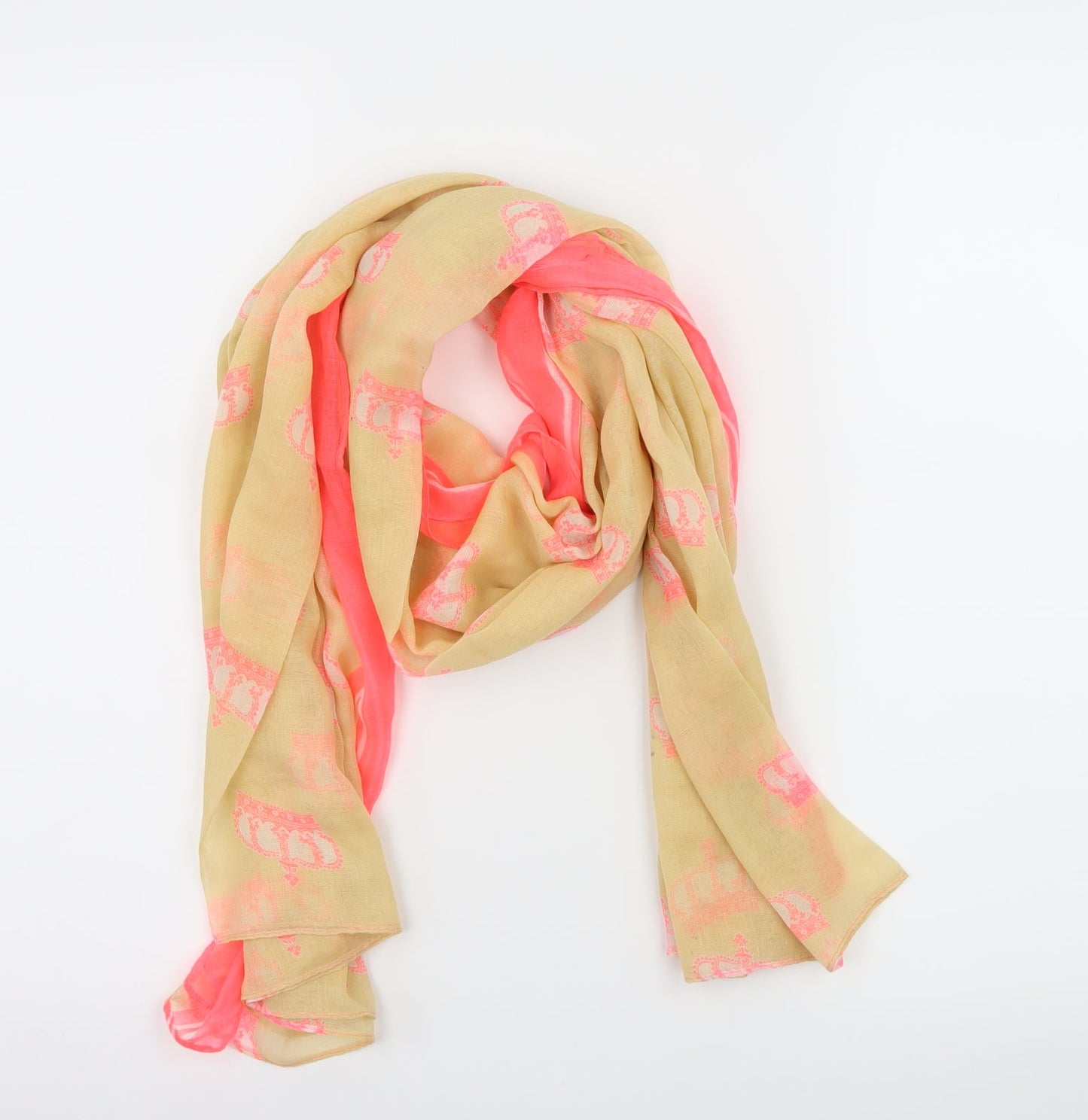 Front view of Preworn women’s yellow geometric scarf