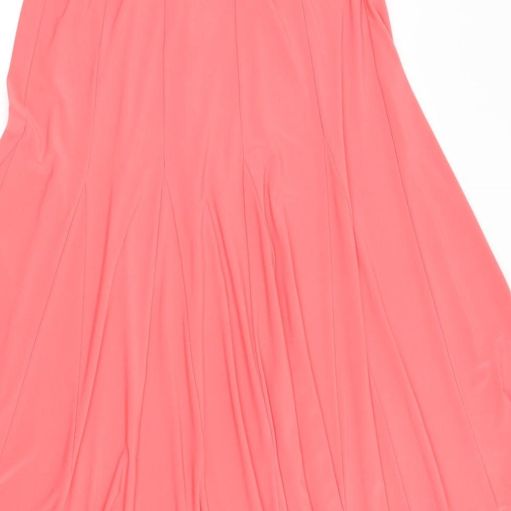 Brand and care label for Anthology women’s pink a-line skirt, size UK 14