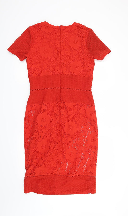 Miss Selfridge Womens Red Floral Shift Size 10