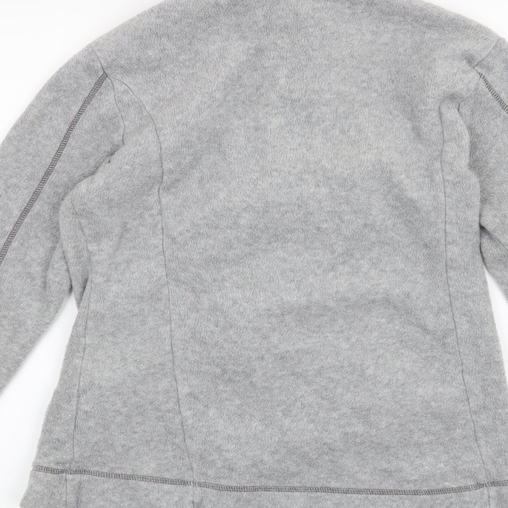 Brand and care label for Decathlon women’s grey full zip sweatshirt, size S