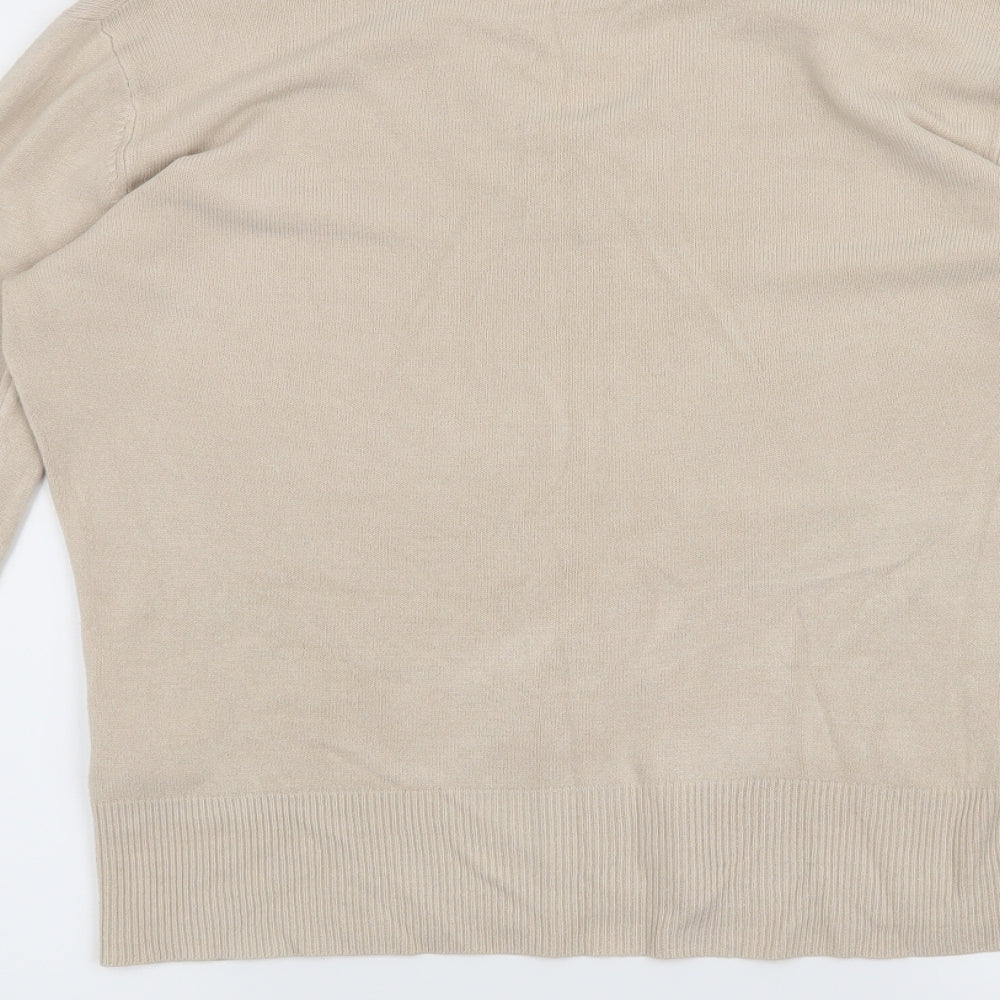 Brand and care label for Dorothy Perkins women’s beige jumper, size UK 16