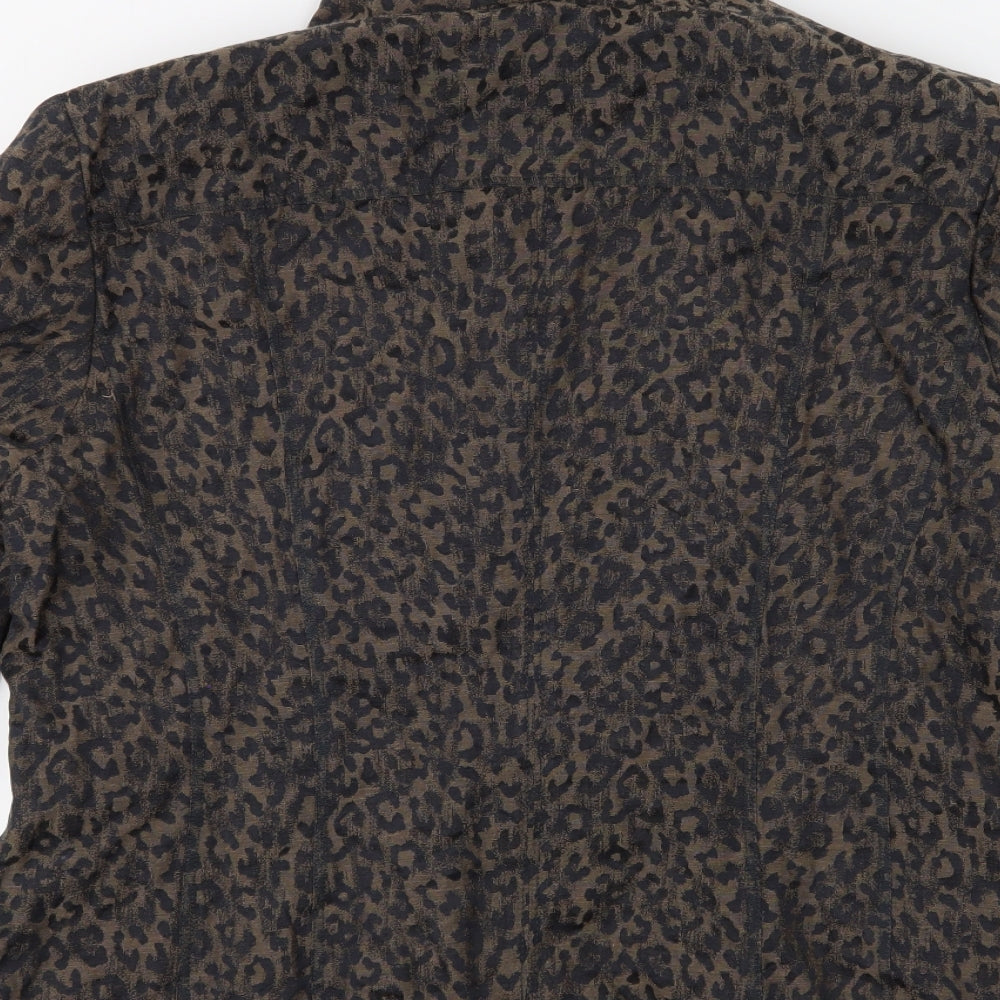 Brand and care label for Gary Weber women’s brown animal print jacket, size UK 18