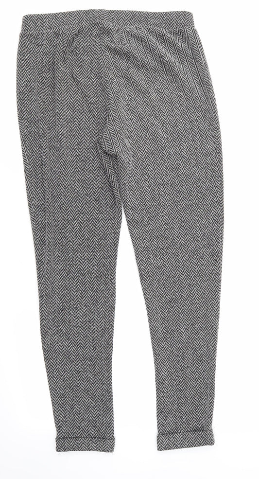 WAREHOSUE Womens Grey Geometric Trousers Size 10 L29 in