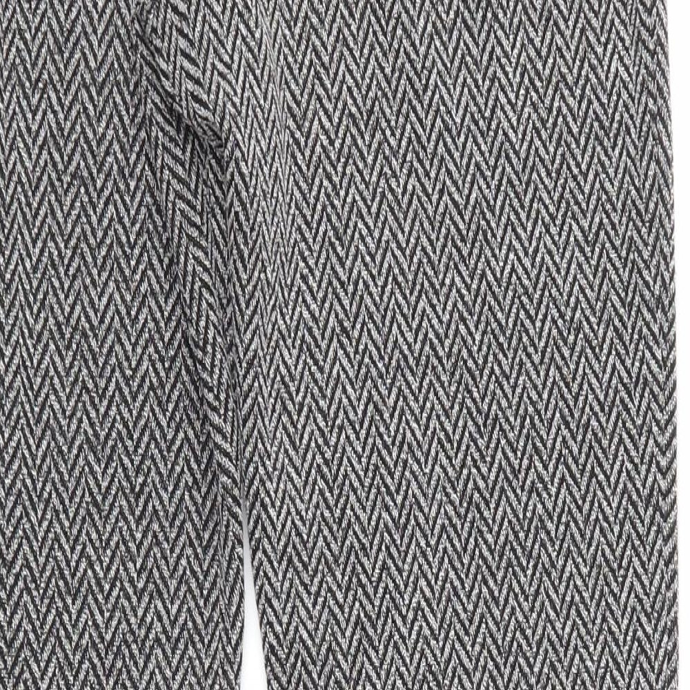 WAREHOSUE Womens Grey Geometric Trousers Size 10 L29 in