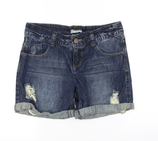 Additional front view of Love Label women’s blue chino shorts, size UK 8