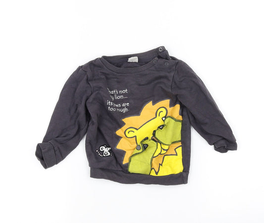Additional front view of Preworn Baby Black jumper, size 9-12, Months