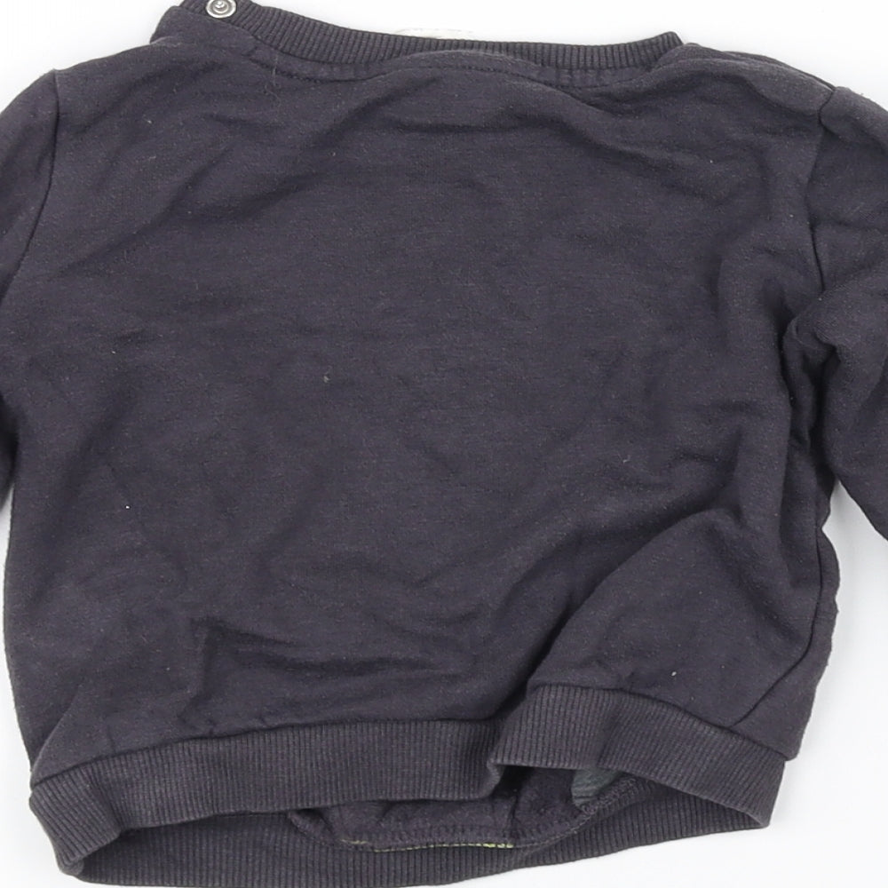 Brand and care label for Preworn Baby Black jumper, size 9-12, Months